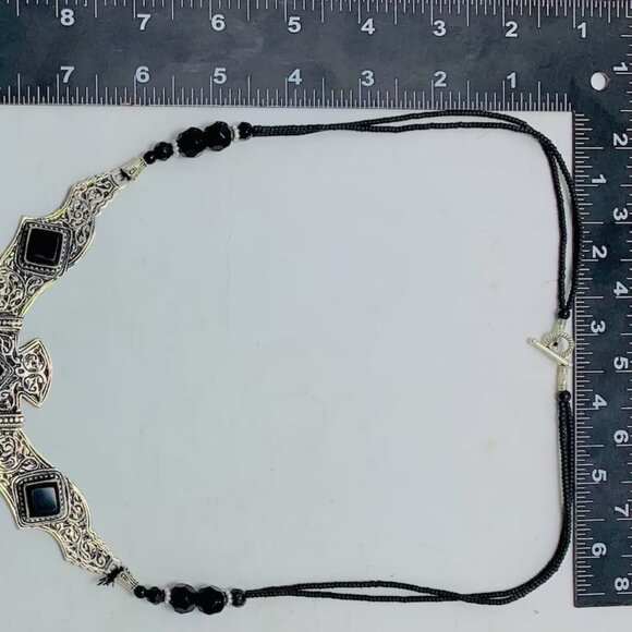 Antique Black Nepalese Triangular Pendant Necklace, Boho Chic Necklace - Picture 9 of 11